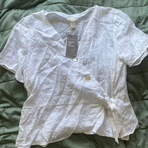 NWOT H&M LINEN WRAP TOP